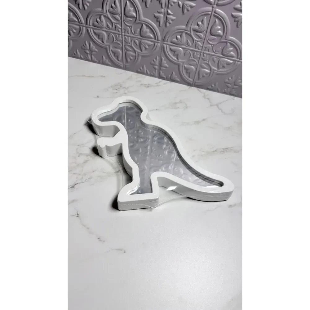 Dinosaur Shaped Wall Tabletop Mirrors White Set of 2 - T-Rex Stegosaurus NEW